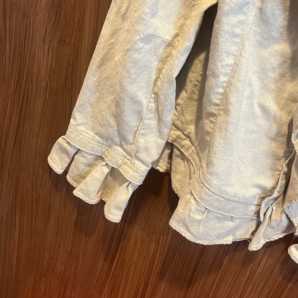 New York & Company Linen Ruffled Zipper Blazer - Picture 4 of 6